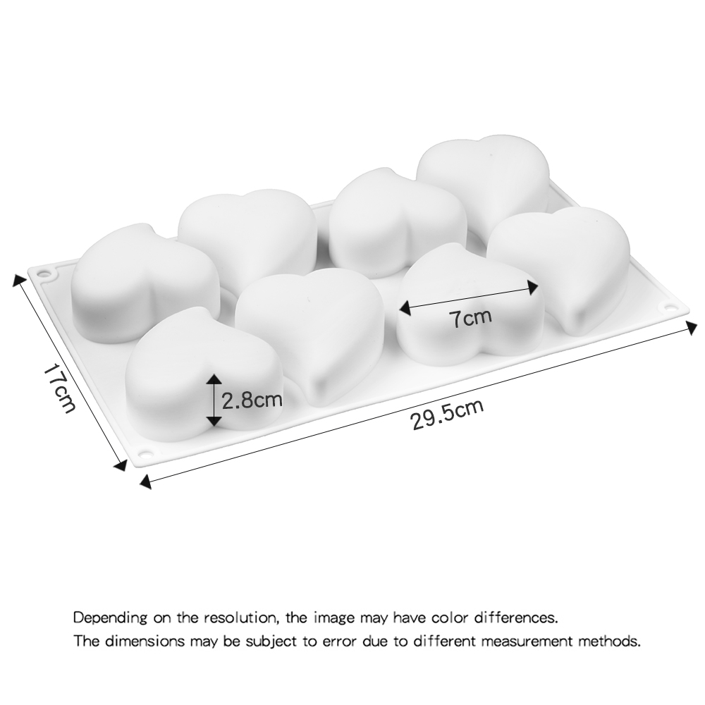 8 Cavities Silicone Cake Mold Nonstick Heat Resistant Reusable Baking Tools DIY Birthday Christmas Bakeware Heart Mousse Mould