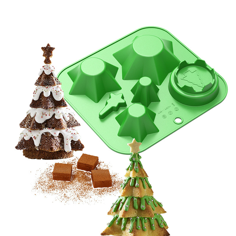New Silicone Chocolate Cake Biscuit Mold Mousse Mould 3D DIY Christmas Tree Handmade Tree Kitchen Baking Tools Accessories