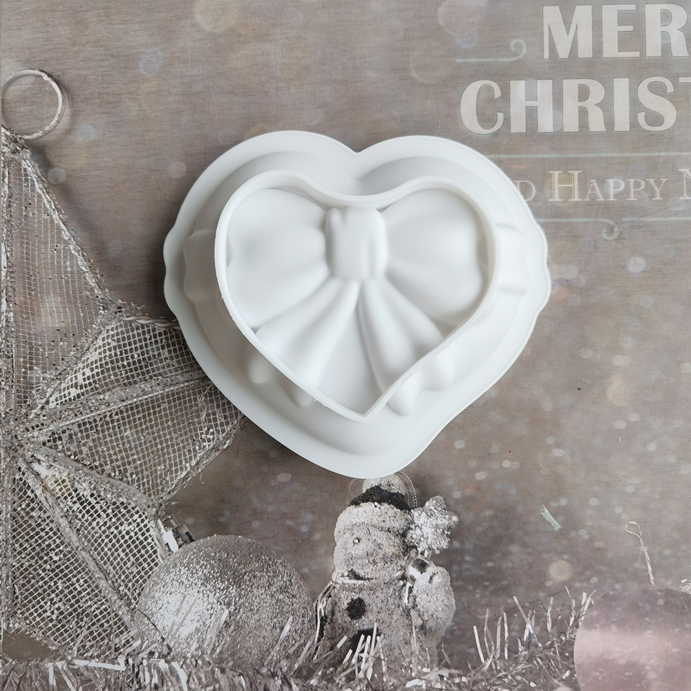 Dorica Bow & Love Heart Silicone Chocolate Mousse Mold Diy Handmade Soap Mould Cake Decorating Tools Kitchen Bakeware