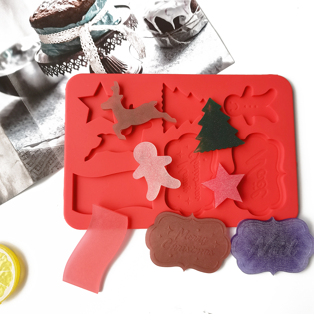 New Christmas Silicone Chocolate Cake Biscuit Mold Mousse Mould Cookies 3D DIY 7 Shape Handmade Kitchen Baking Tools Accessories