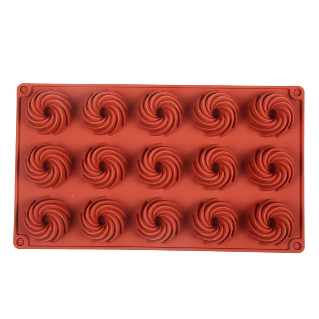 15-Cavity Silicone Cake Molds for Baking Dessert Mousse New Decorating Moulds 3D DIY Spiral Shape Chocolate Bakeware Tool