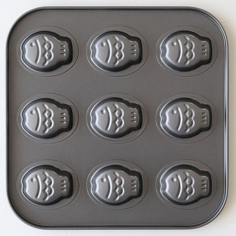9 Cavity Fish Shape Bakeware Madeleine Taiyaki Carbon Steel Baking Mould Bread Mousse Cheesecake Cup Cake Muffin Cake Pan