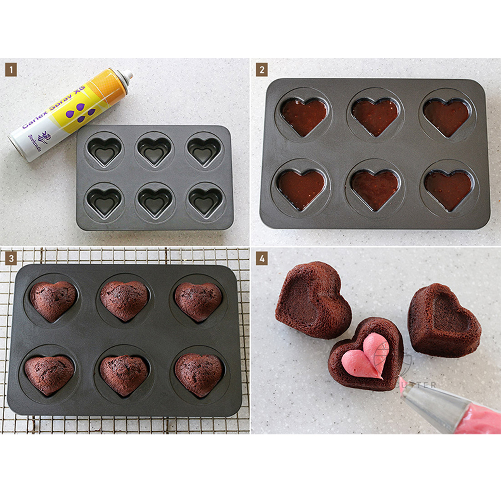 Valentine's Heart Shape Baking Pan 6 Cavity CupCake Baking Mould Carbon Steel Bakeware Pastry Dessert Mold Cake Decoration Tools