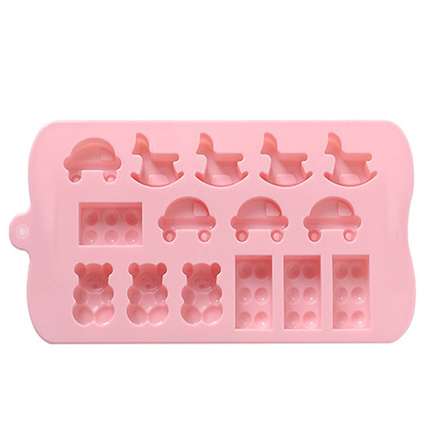 15 Cells Bear Trojan Car Style Chocolate Mold Silicone Bakeware For Handmade Biscuit&Candy&PastryFondant&Cake Mold Jelly molde