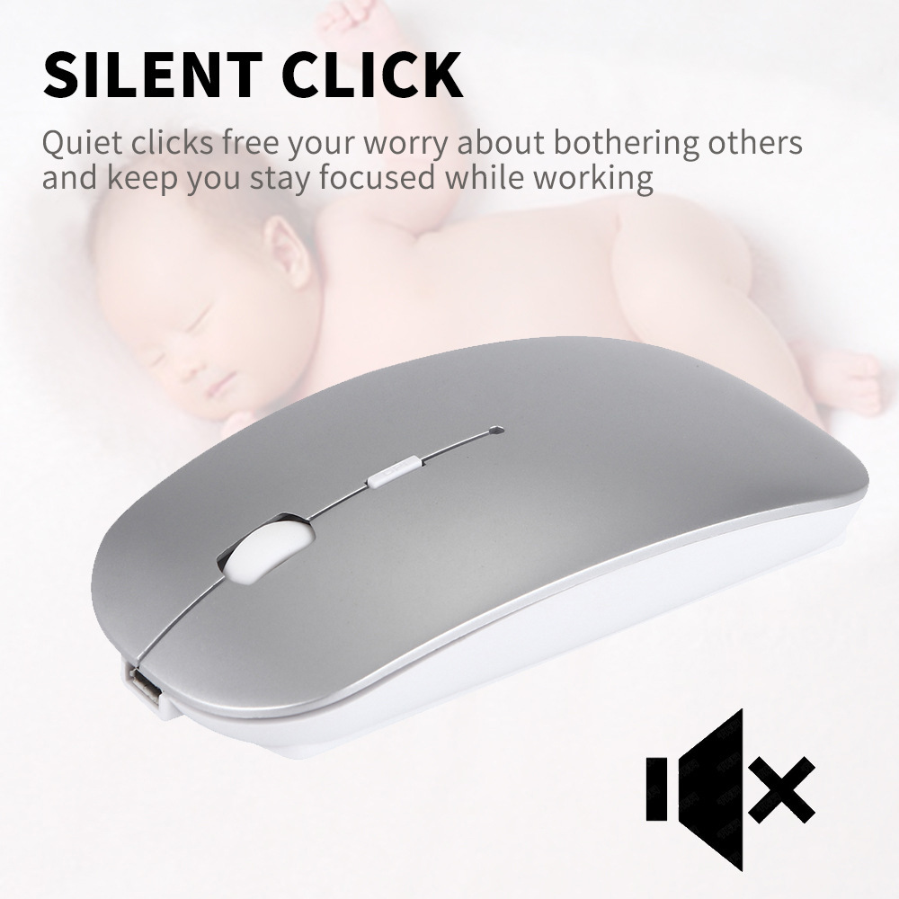 Rechargeable Bluetooth Mouse Ultra-Slim Silent Mice for Notebook  PC Laptop