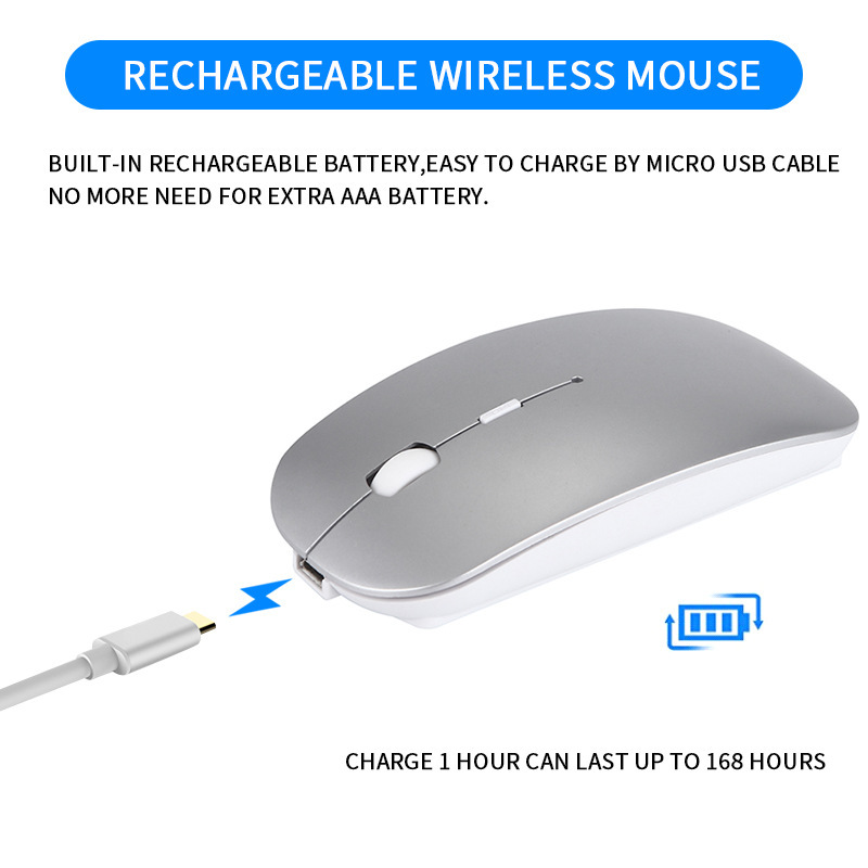 Rechargeable Bluetooth Mouse Ultra-Slim Silent Mice for Notebook  PC Laptop