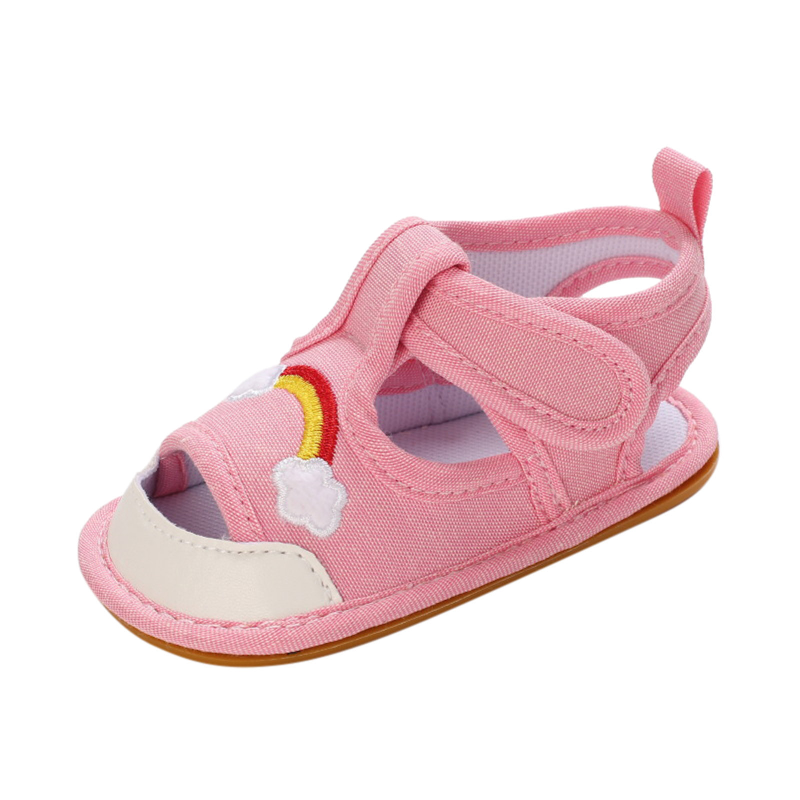 0-18 Months Infant Toddler Crib Shoes Baby Summer Rainbow Anti-slip Soft Cork Shoes First Walkers Breathable Shoes Sandals