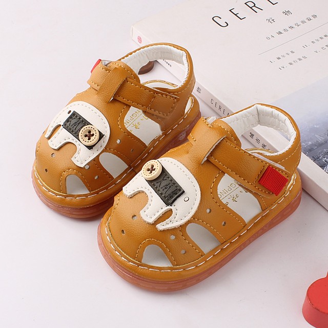 Soft-Soled Baotou Sandals With Whistle Calling Shoes Infant Baby Shoes Vintage Bandage Roman Shoes Summer Beach Kids Sandals