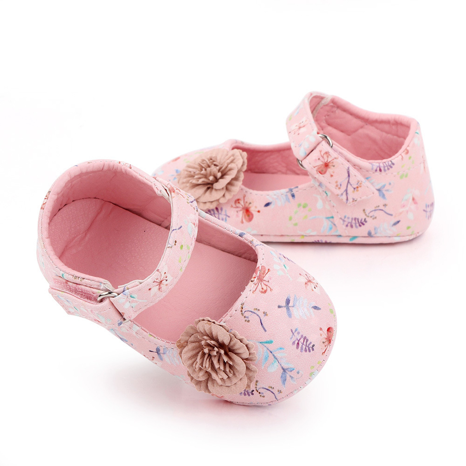 Baby Boys Girls Crib Shoes Sandals White Flower Princess Shoes Soft Non-slip Rubber Sole Summer Flat Walking Shoes Zapatos