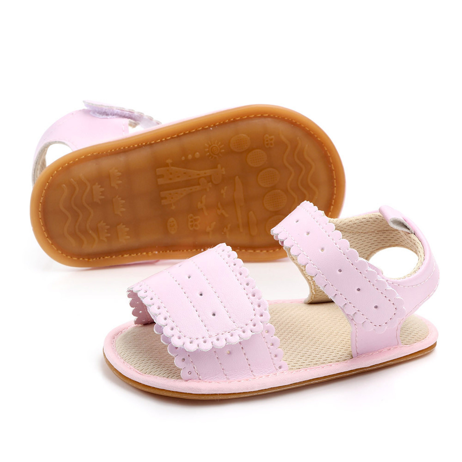 0-18 Months Infant Crib Shoes Baby Boys Girls Sandals Princess Shoes Soft Non-slip Rubber Sole Flat Walking Shoes Prewalker