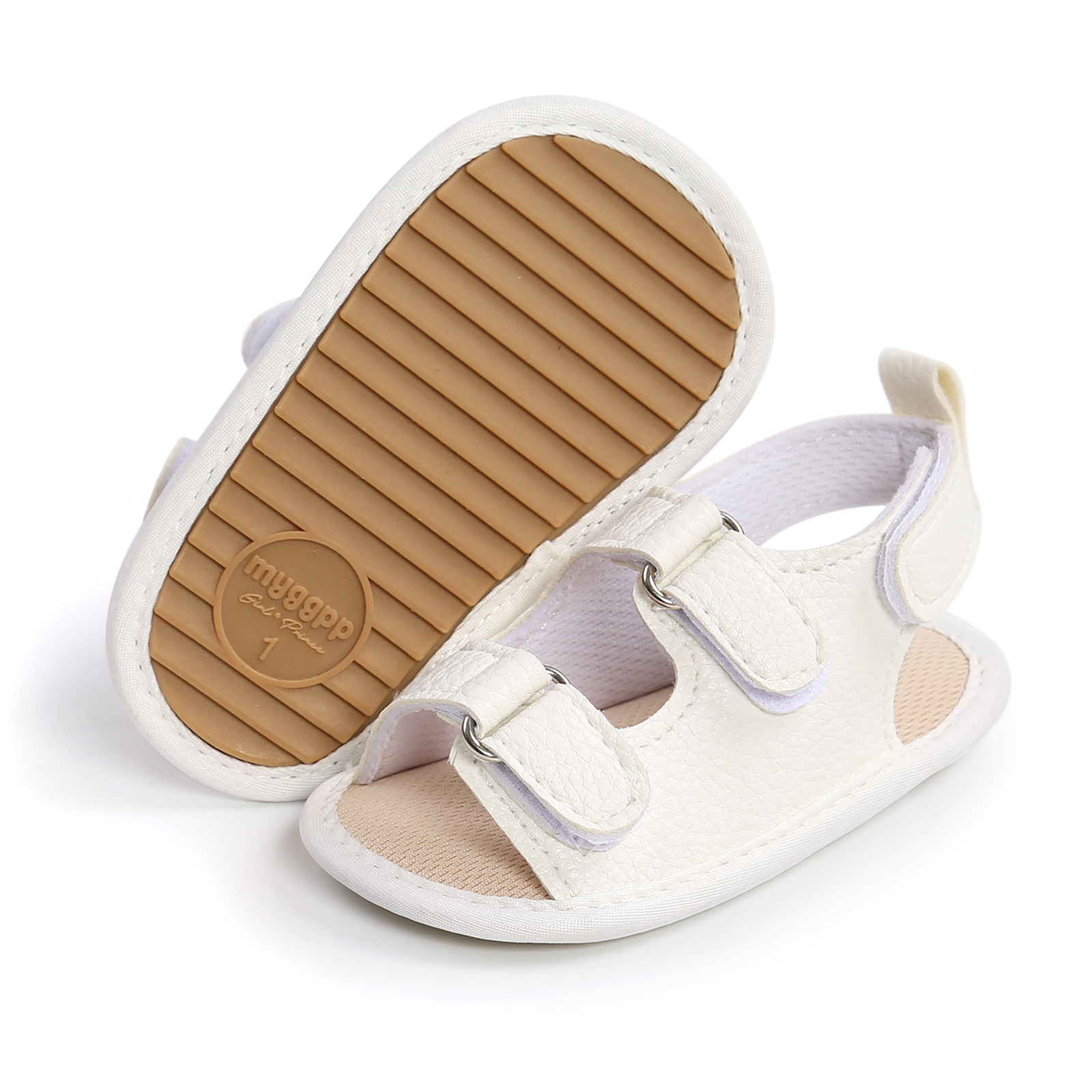 Newborn Crib Shoes Summer Sandals Baby Boys Girls Sandals Soft Non-slip Rubber Sole Prewalker Flat Walking Shoes Prewalker