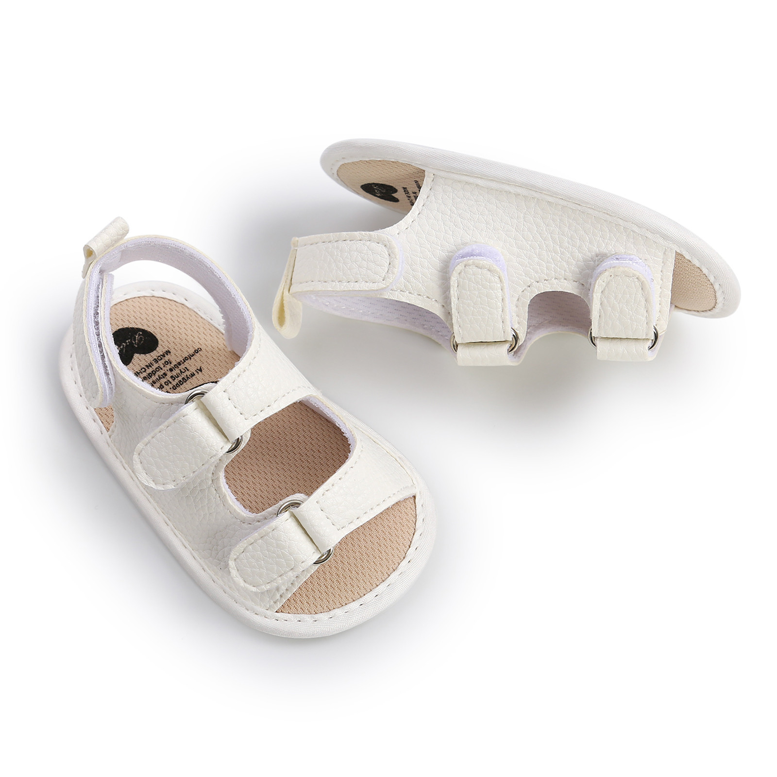 Newborn Crib Shoes Summer Sandals Baby Boys Girls Sandals Soft Non-slip Rubber Sole Prewalker Flat Walking Shoes Prewalker