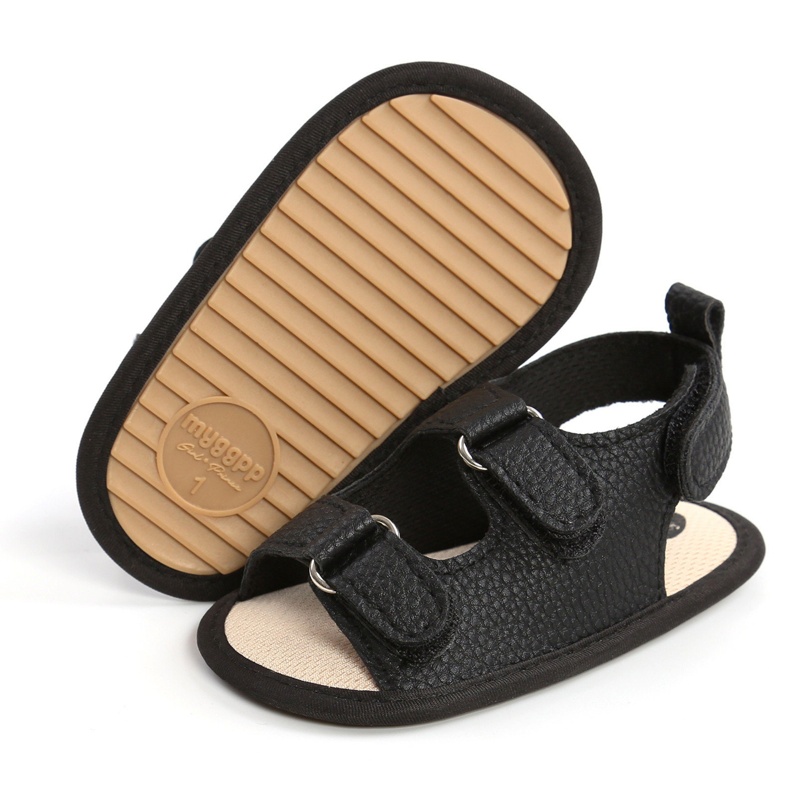 Newborn Crib Shoes Summer Sandals Baby Boys Girls Sandals Soft Non-slip Rubber Sole Prewalker Flat Walking Shoes Prewalker