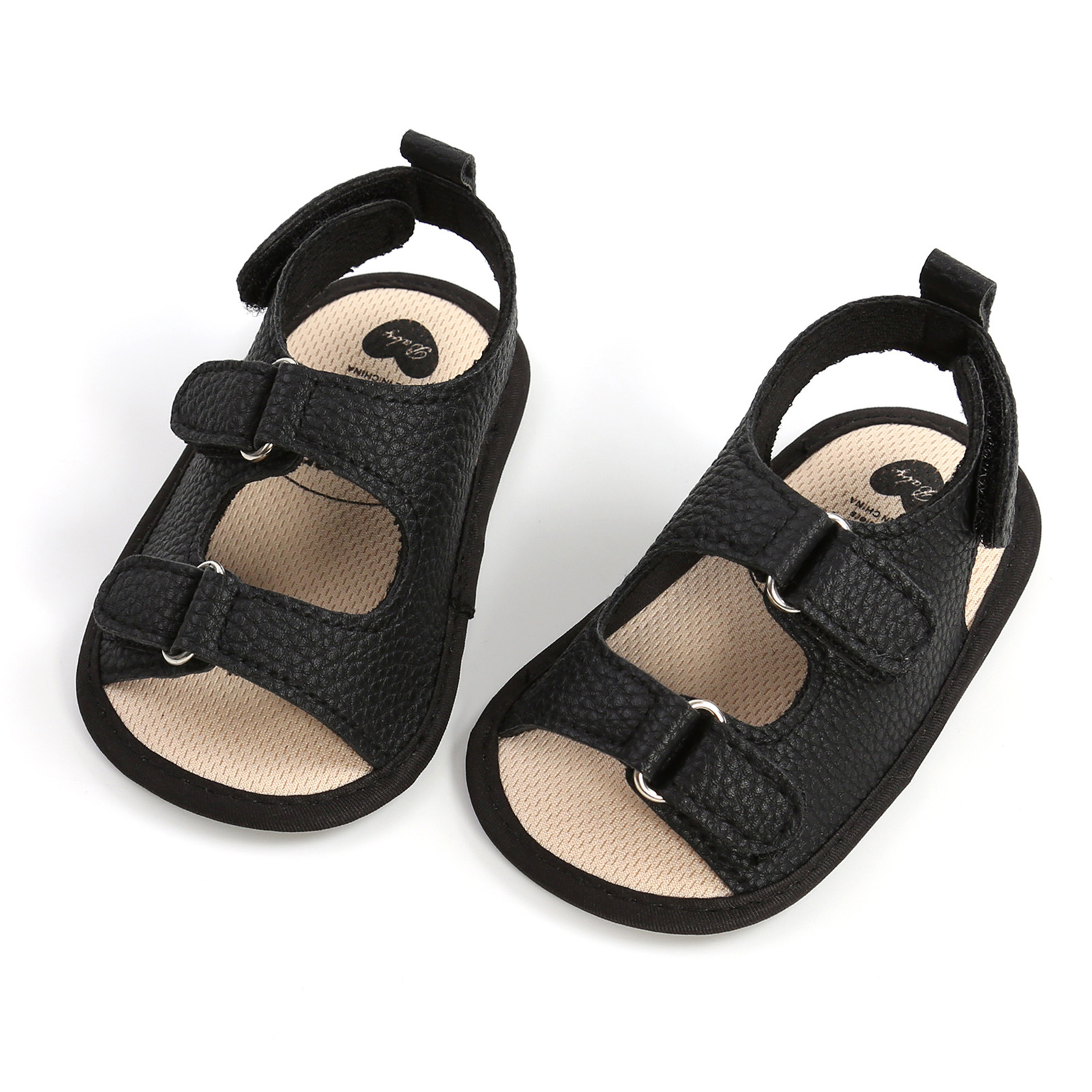 Newborn Crib Shoes Summer Sandals Baby Boys Girls Sandals Soft Non-slip Rubber Sole Prewalker Flat Walking Shoes Prewalker