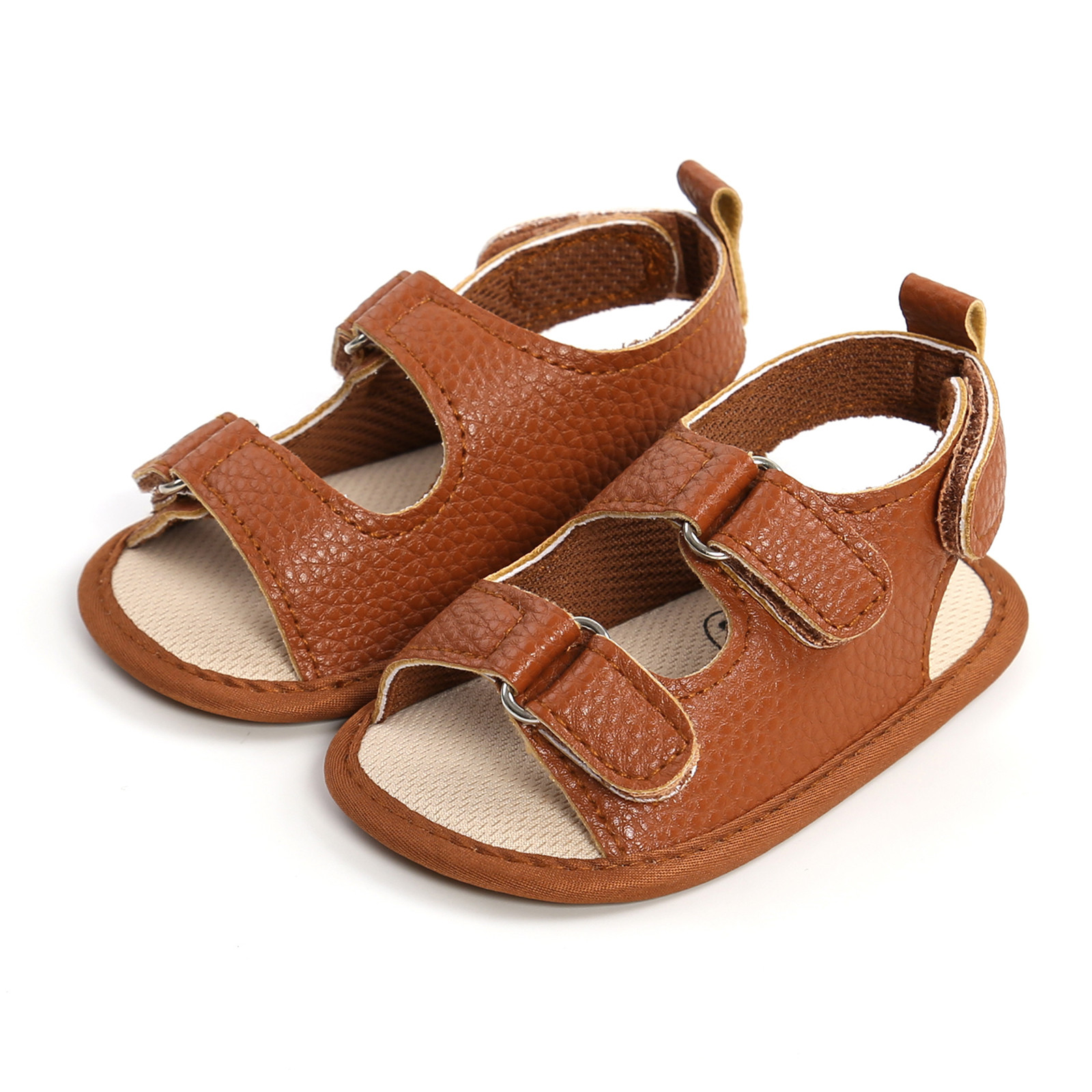 Newborn Crib Shoes Summer Sandals Baby Boys Girls Sandals Soft Non-slip Rubber Sole Prewalker Flat Walking Shoes Prewalker