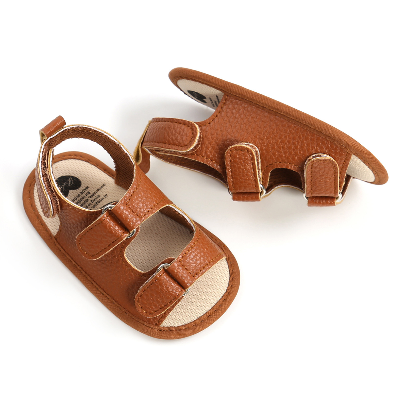 Newborn Crib Shoes Summer Sandals Baby Boys Girls Sandals Soft Non-slip Rubber Sole Prewalker Flat Walking Shoes Prewalker
