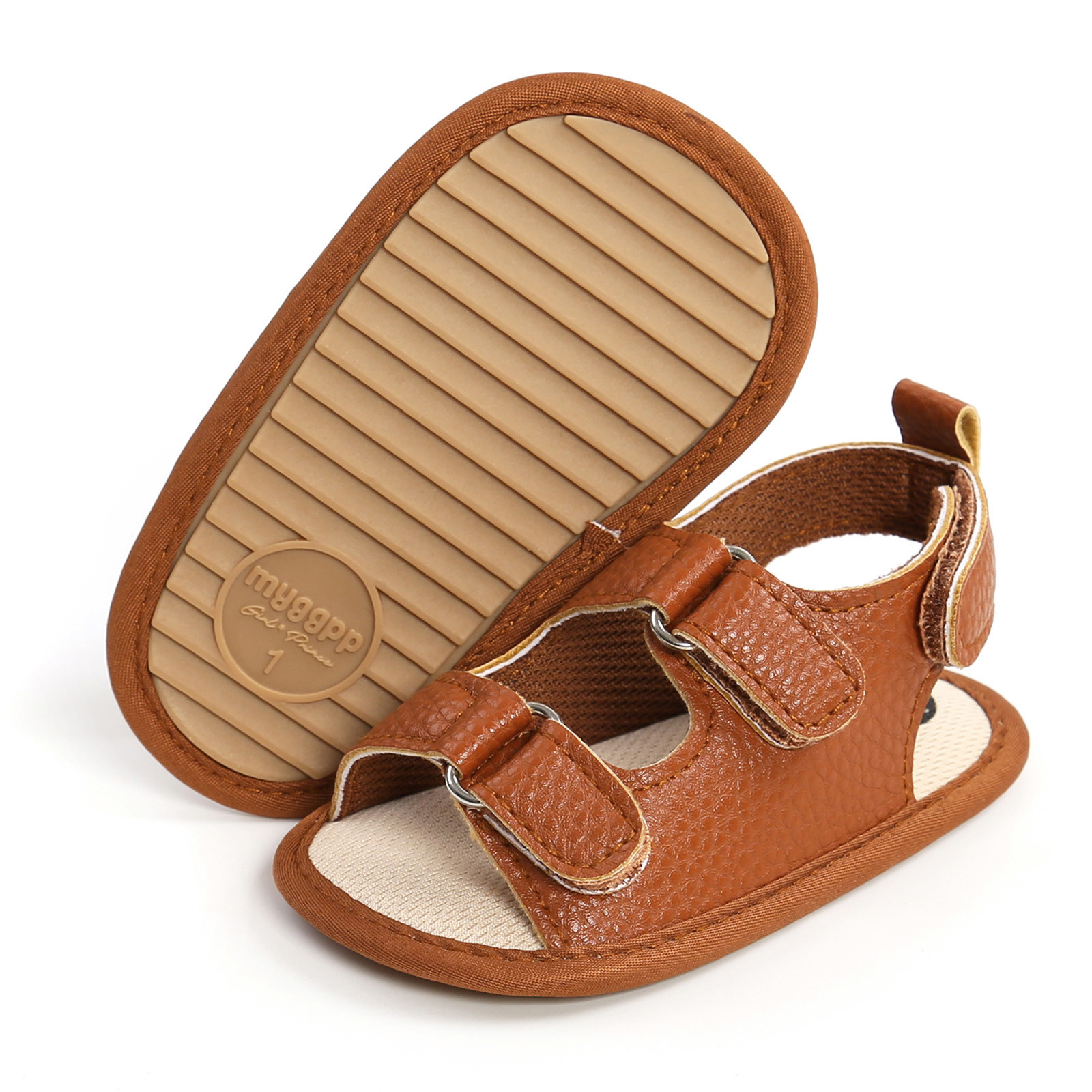 Newborn Crib Shoes Summer Sandals Baby Boys Girls Sandals Soft Non-slip Rubber Sole Prewalker Flat Walking Shoes Prewalker