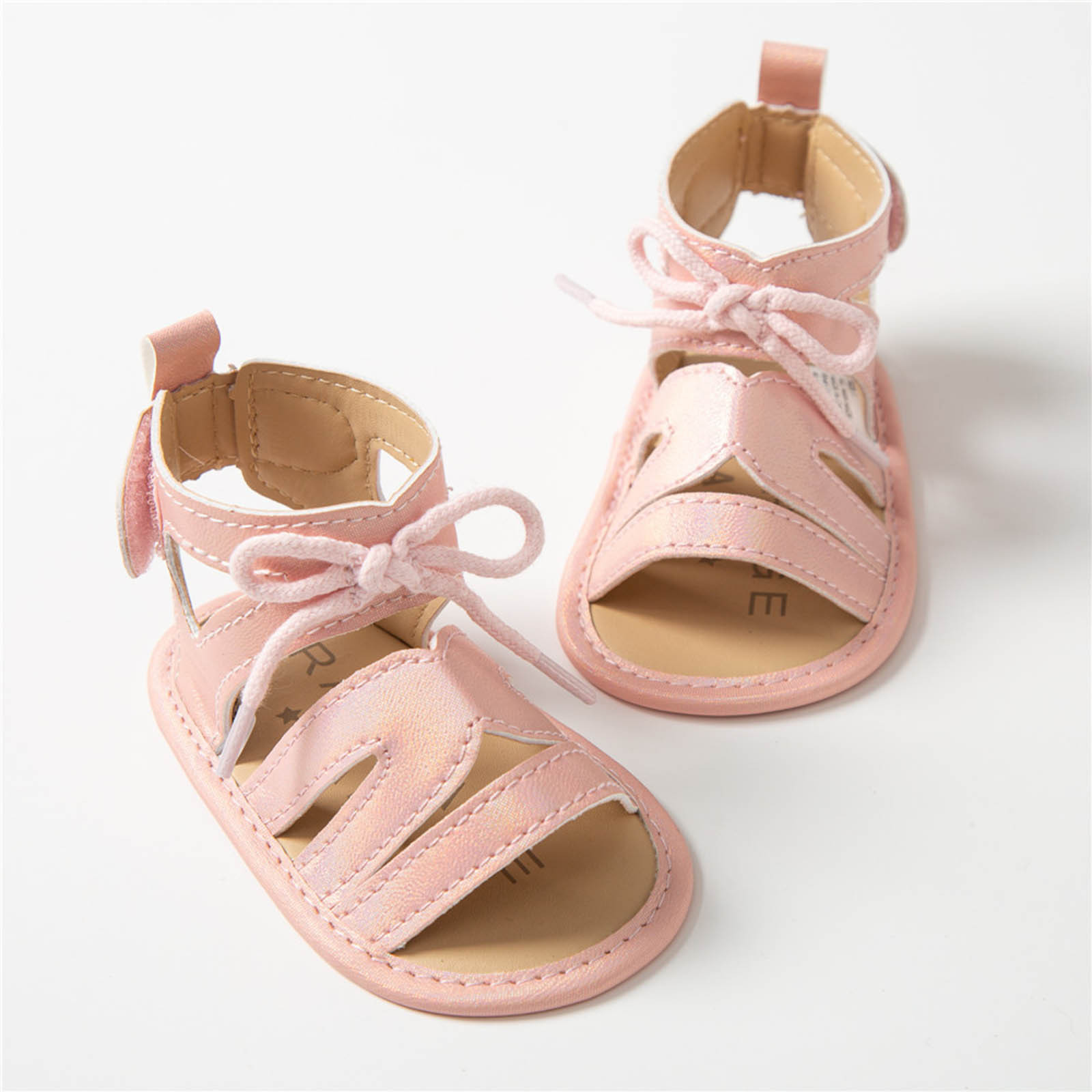 Baby Girls Laceup Gladiator Sandals Soft Non-slip Rubber Sole Flat Walking Shoes Sandals Prewalker Open Toe Anti-slip Shoes