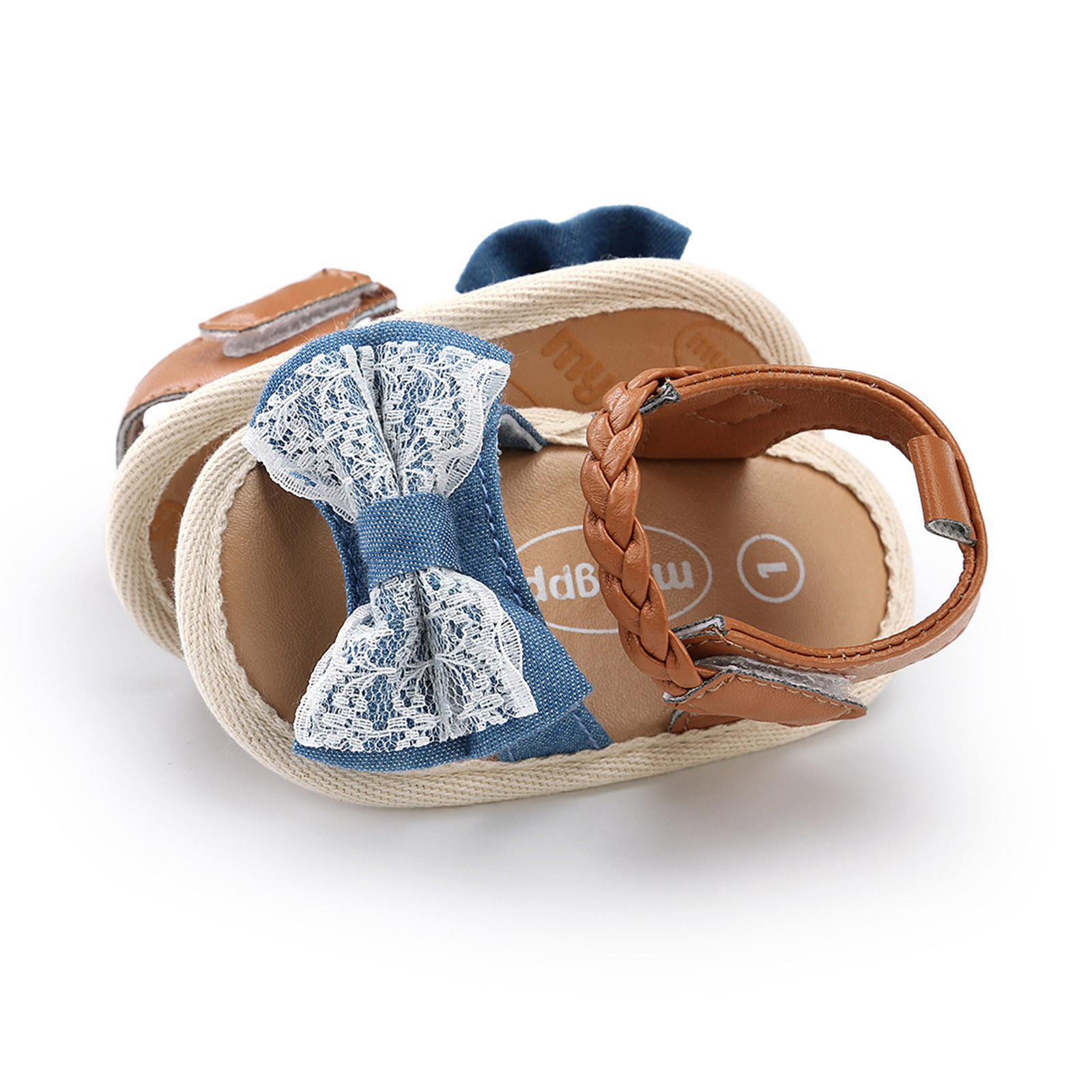 Baby Girls Bow Sandals Newborn Crib Shoes Soft Non-slip Rubber Sole Flat Walking Shoes Sandals Prewalker Open Toe Anti-slip Shoe
