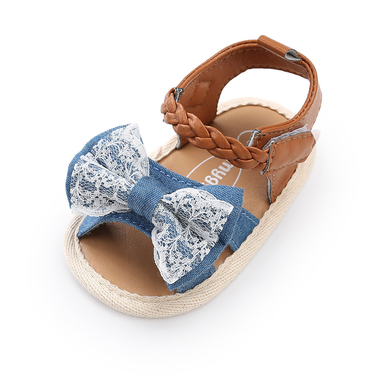 Baby Girls Bow Sandals Newborn Crib Shoes Soft Non-slip Rubber Sole Flat Walking Shoes Sandals Prewalker Open Toe Anti-slip Shoe