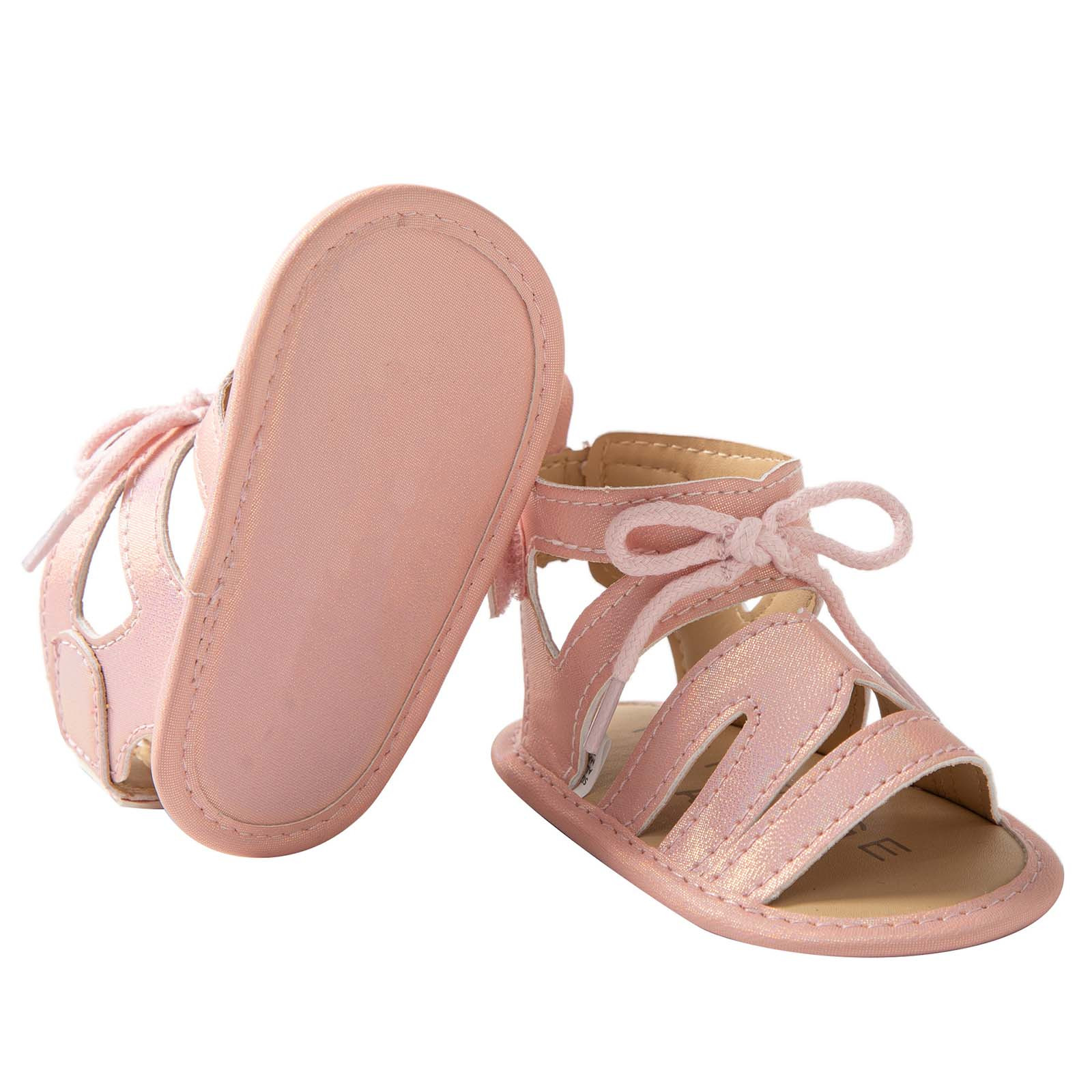 Baby Girls Laceup Gladiator Sandals Soft Non-slip Rubber Sole Flat Walking Shoes Sandals Prewalker Open Toe Anti-slip Shoes