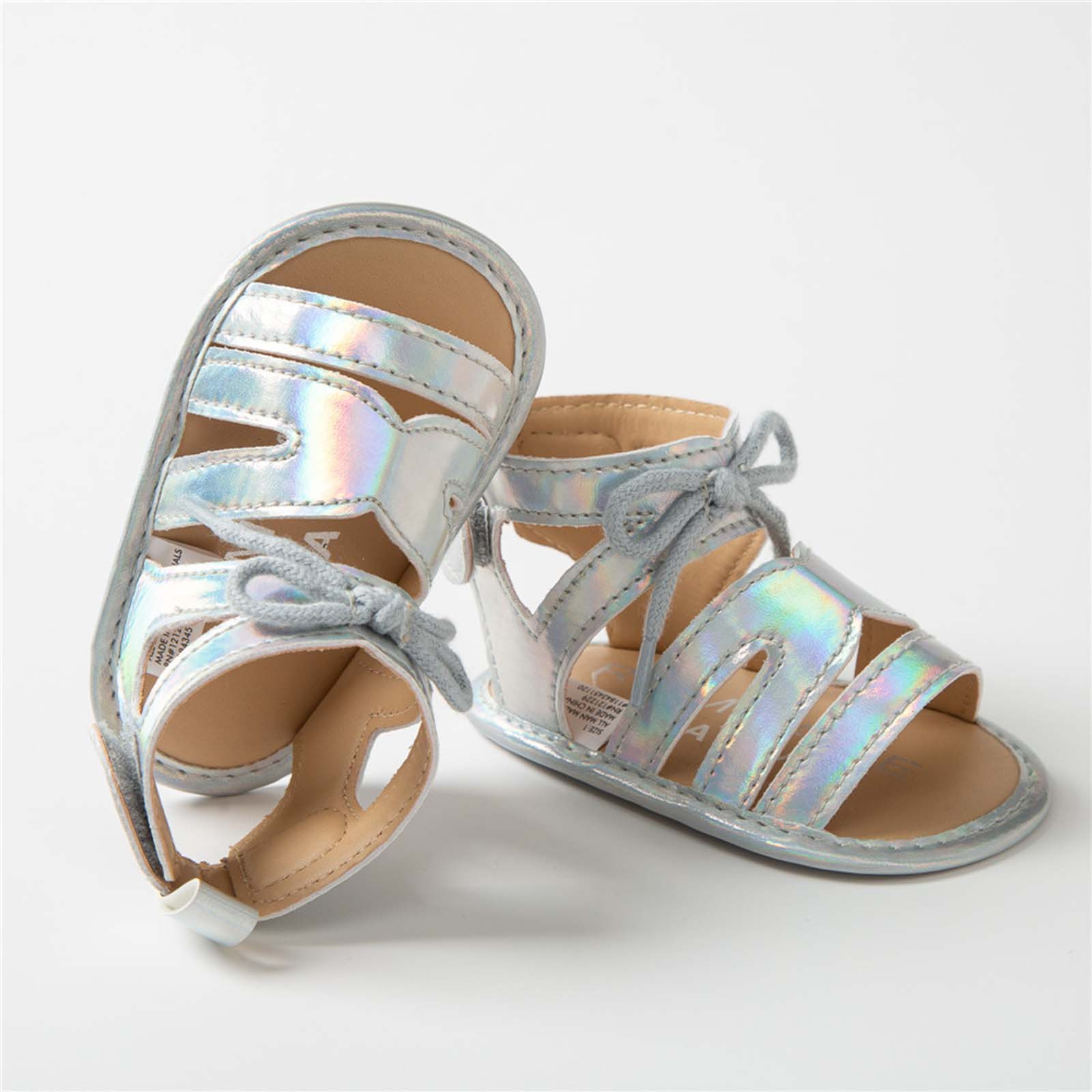 Baby Girls Laceup Gladiator Sandals Soft Non-slip Rubber Sole Flat Walking Shoes Sandals Prewalker Open Toe Anti-slip Shoes