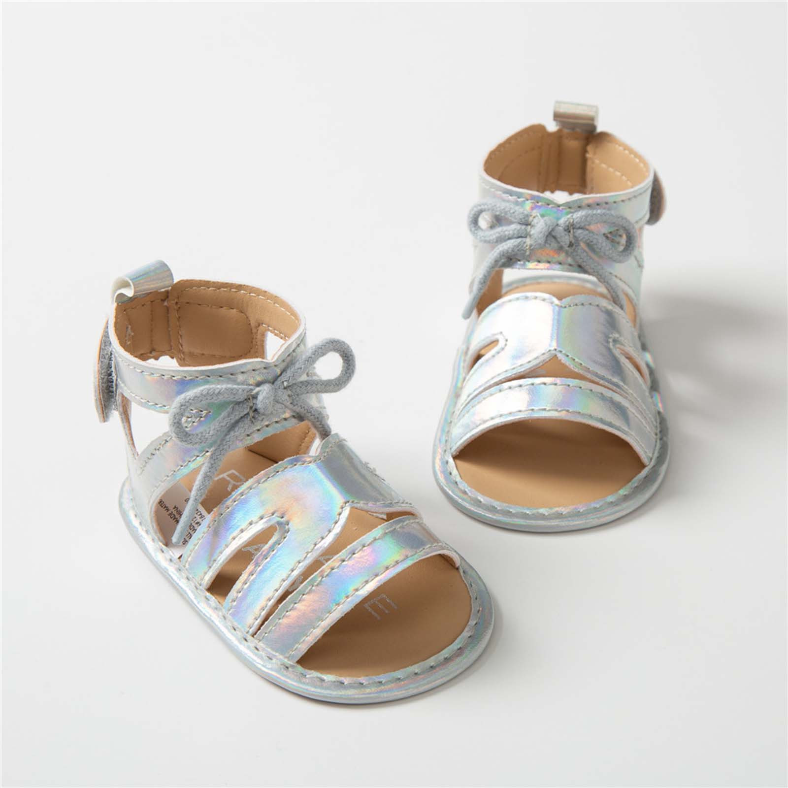 Baby Girls Laceup Gladiator Sandals Soft Non-slip Rubber Sole Flat Walking Shoes Sandals Prewalker Open Toe Anti-slip Shoes