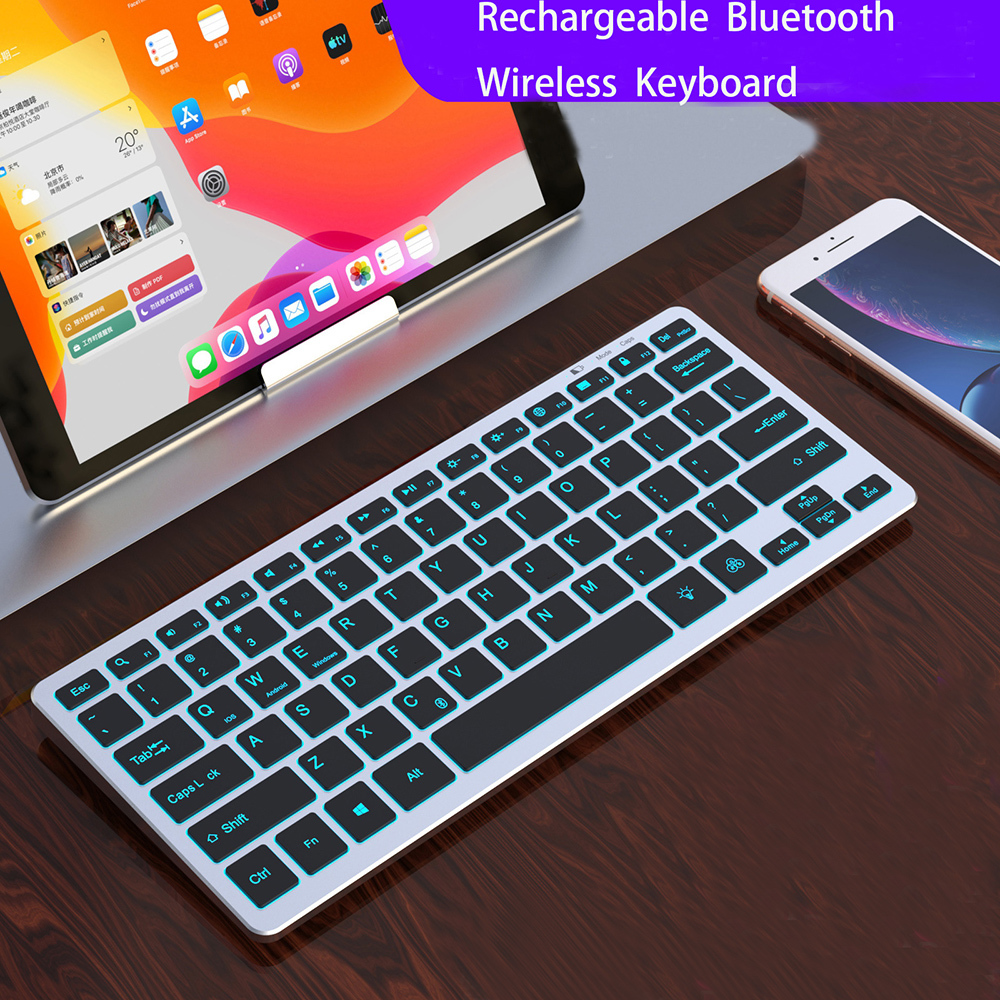 Rechargeable Bluetooth Keyboard Illuminated Multi-Device Slim Backlit Wireless Keyboard