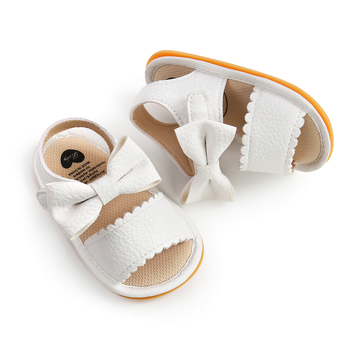 Baby Girls Summer Bow Knot Sandals Newborn Infant Baby Girls Flat Sandals Shoes Solid Non-slip PU Leather Breathable Toddle