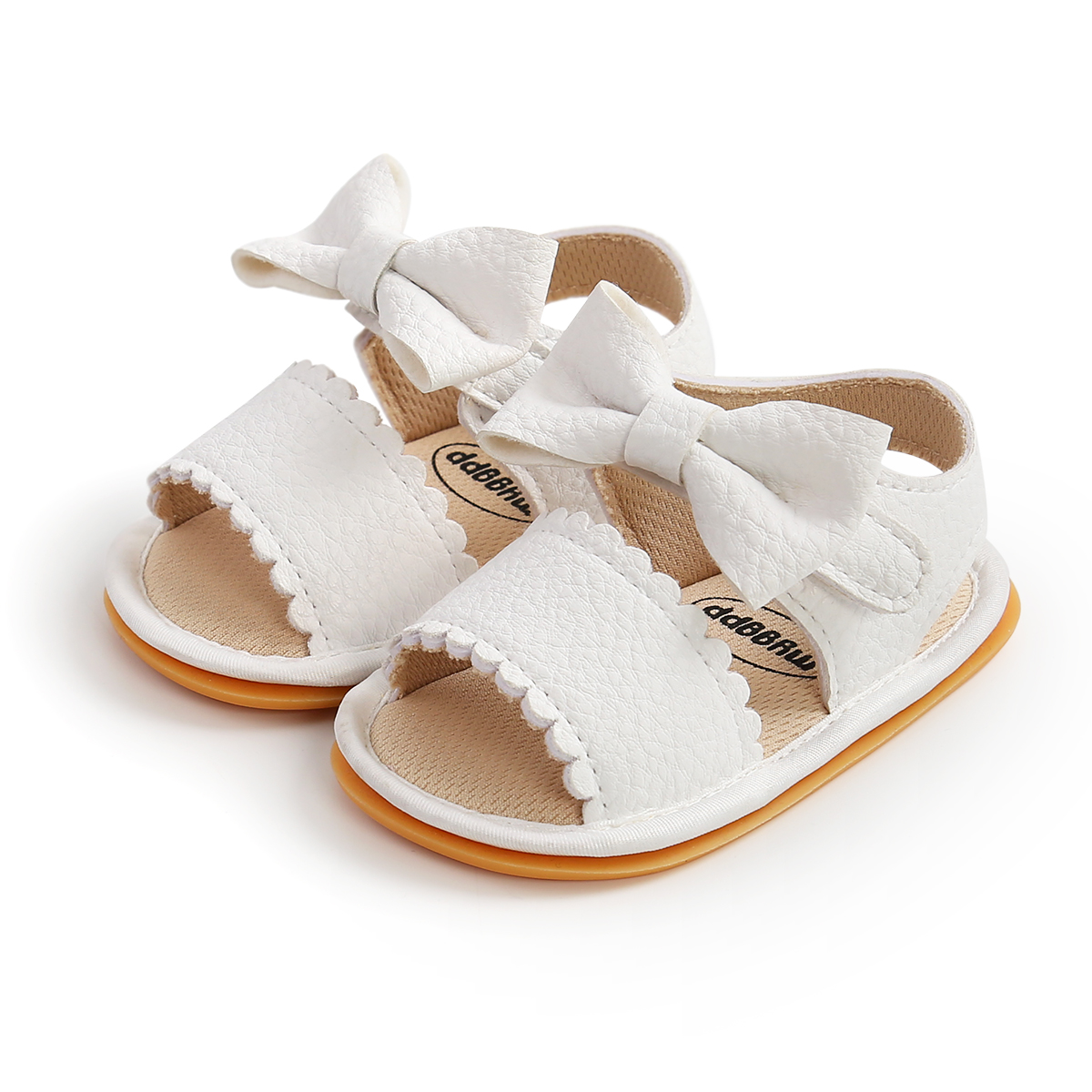 Baby Girls Summer Bow Knot Sandals Newborn Infant Baby Girls Flat Sandals Shoes Solid Non-slip PU Leather Breathable Toddle