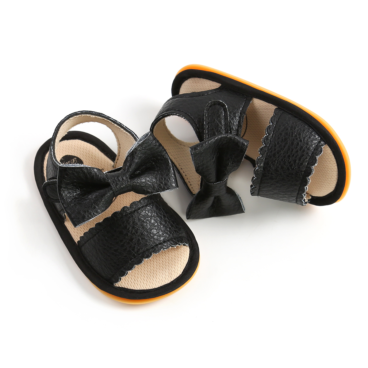 Baby Girls Summer Bow Knot Sandals Newborn Infant Baby Girls Flat Sandals Shoes Solid Non-slip PU Leather Breathable Toddle