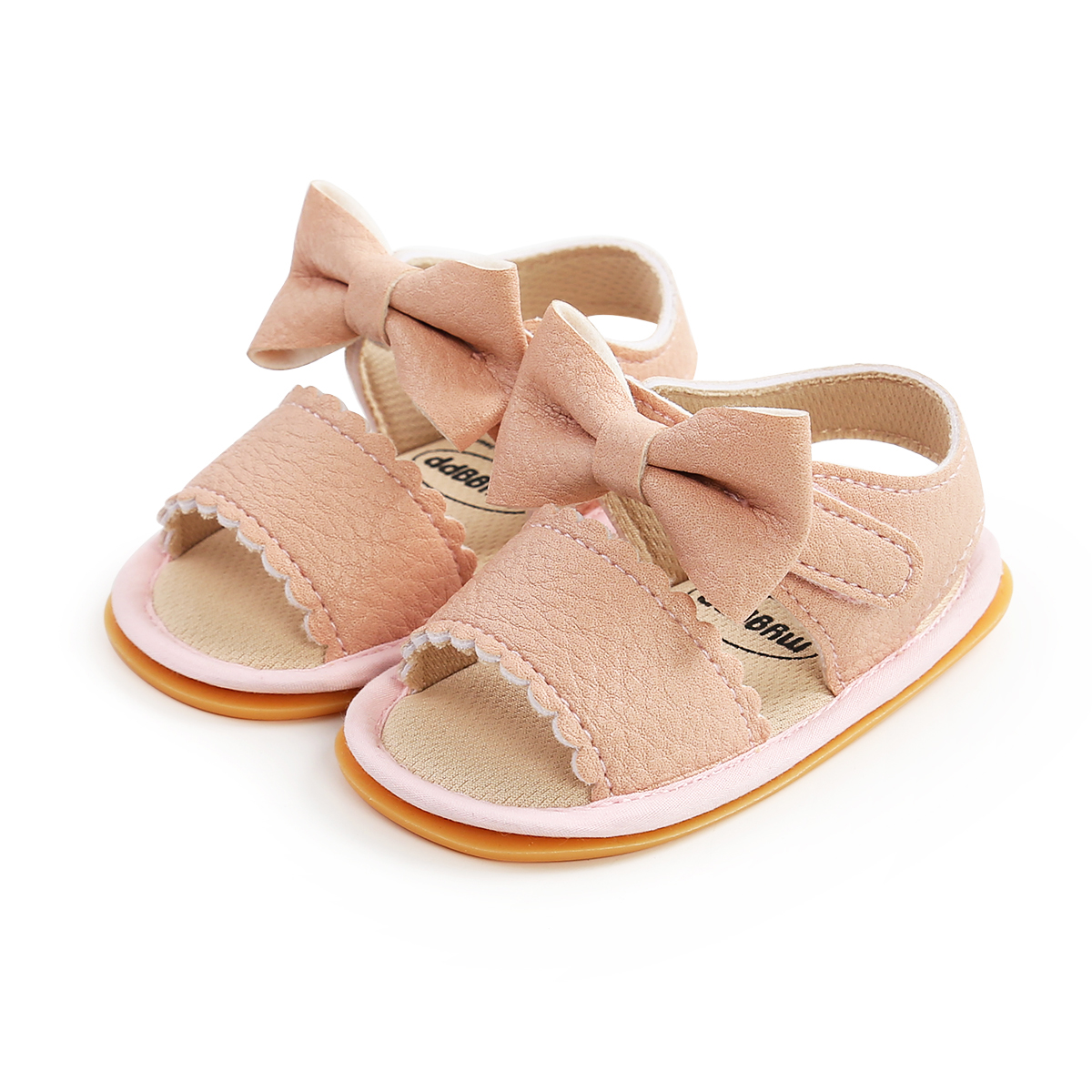 Baby Girls Summer Bow Knot Sandals Newborn Infant Baby Girls Flat Sandals Shoes Solid Non-slip PU Leather Breathable Toddle