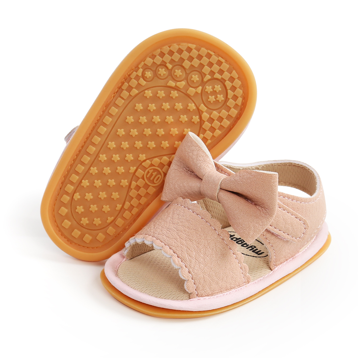 Baby Girls Summer Bow Knot Sandals Newborn Infant Baby Girls Flat Sandals Shoes Solid Non-slip PU Leather Breathable Toddle