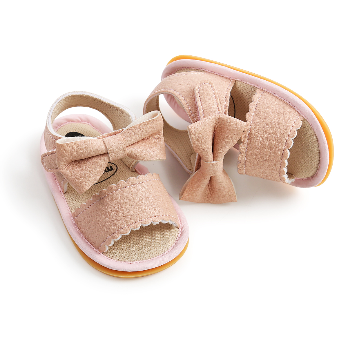 Baby Girls Summer Bow Knot Sandals Newborn Infant Baby Girls Flat Sandals Shoes Solid Non-slip PU Leather Breathable Toddle