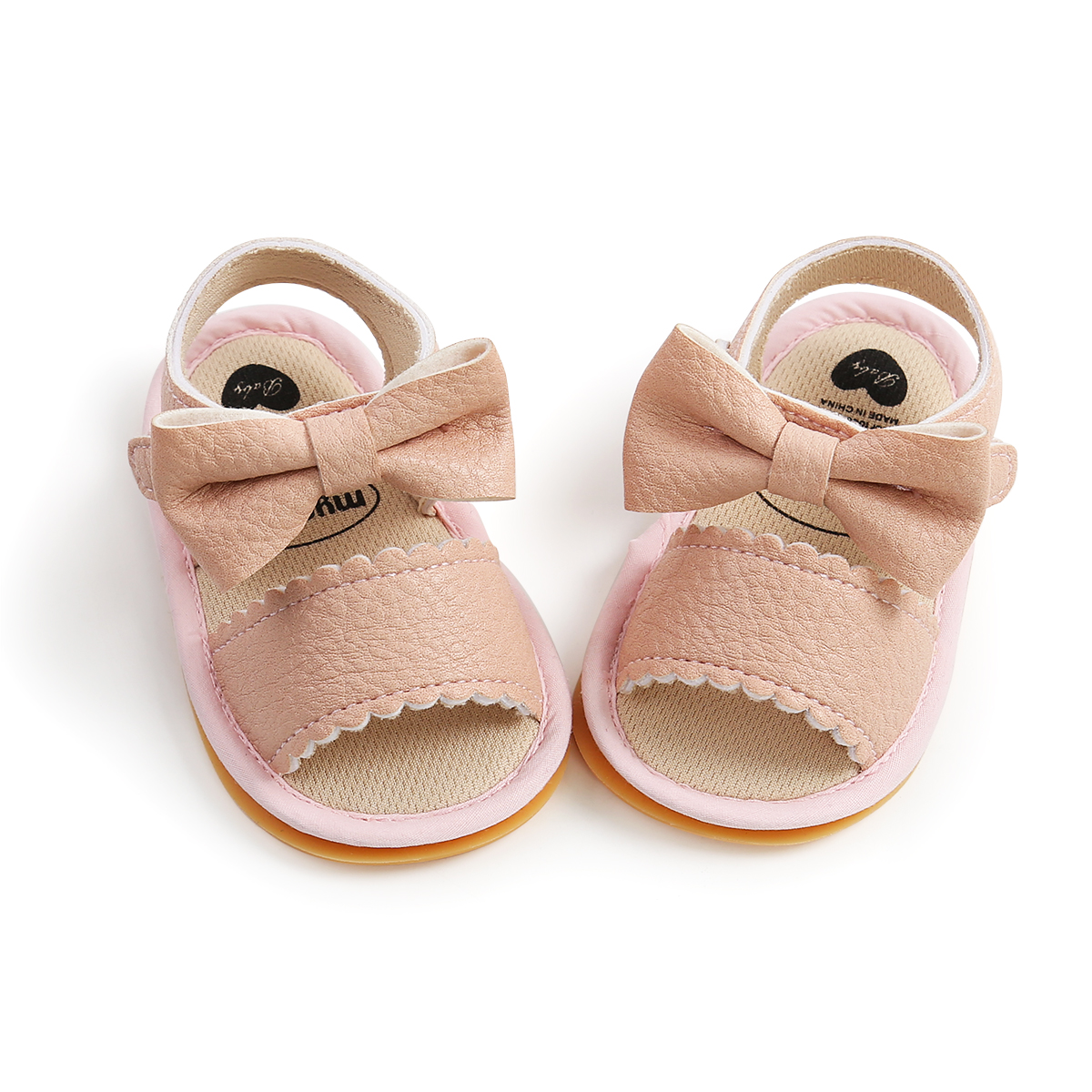 Baby Girls Summer Bow Knot Sandals Newborn Infant Baby Girls Flat Sandals Shoes Solid Non-slip PU Leather Breathable Toddle