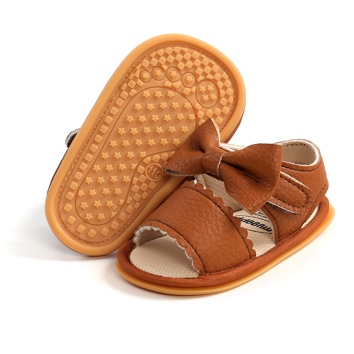 Baby Girls Summer Bow Knot Sandals Newborn Infant Baby Girls Flat Sandals Shoes Solid Non-slip PU Leather Breathable Toddle