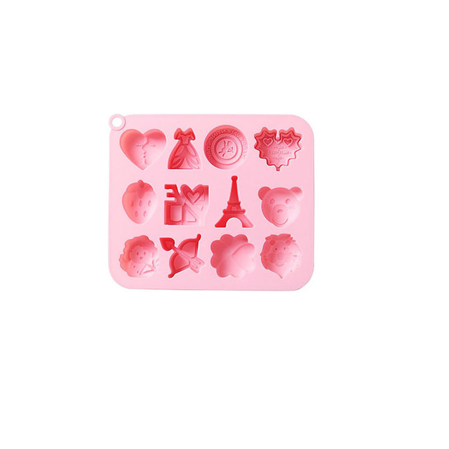 12 Cells Love Theme Pink Silicone Chocolate Molds For Cake Decoration DIY Fondant Biscuit Pastry Cake Baking Molds Kitchen Tools
