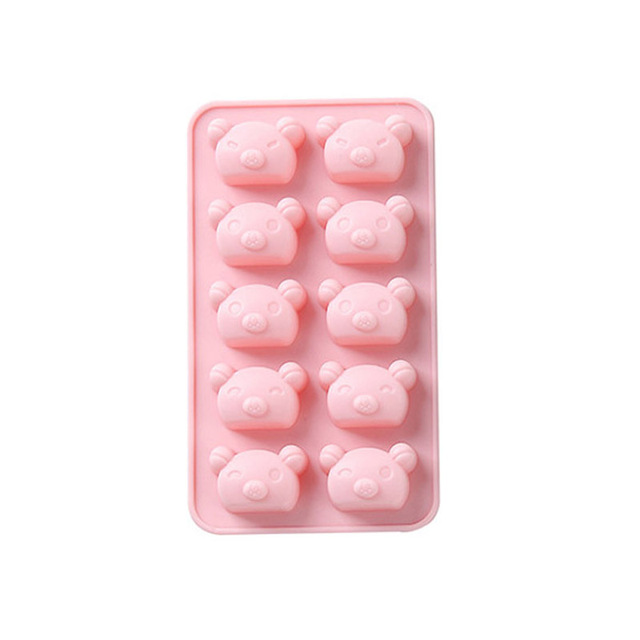 10 Cells Cute Bear Head Style Silicone Material Chocolate Molds DIY Pastry Fondant Candle Biscuit Cake Mold Kitchen Baking Tool