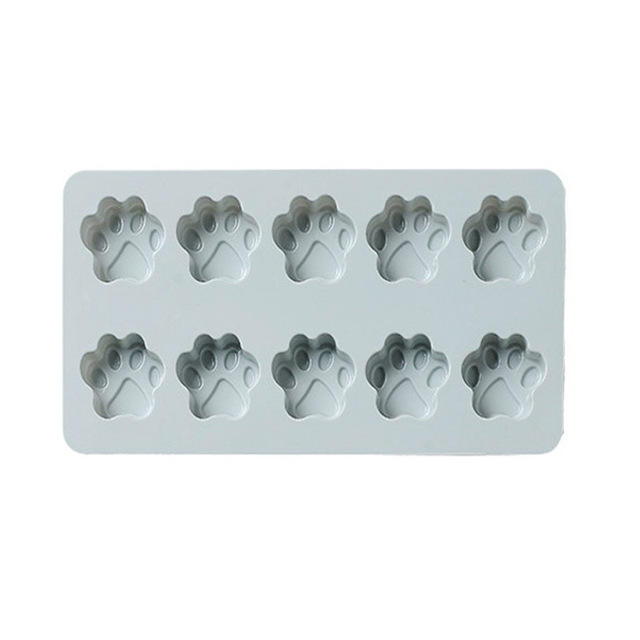 10 Cells Cartoon Dog Cat Paw Pink Silicone Cake Molds For Food Supplement Biscuit Jelly Fondant Chocolate Baking Pan Ice Tray