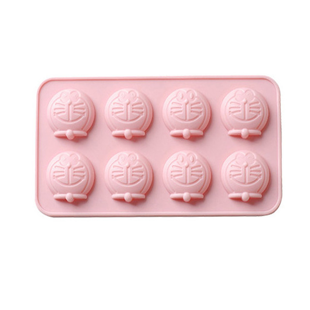 8 Cells Cartoon Doraemon Style Silicone Chocolate Molds Handmade Dessert Biscuit Fondant Cake Mold Kitchen Baking Tools