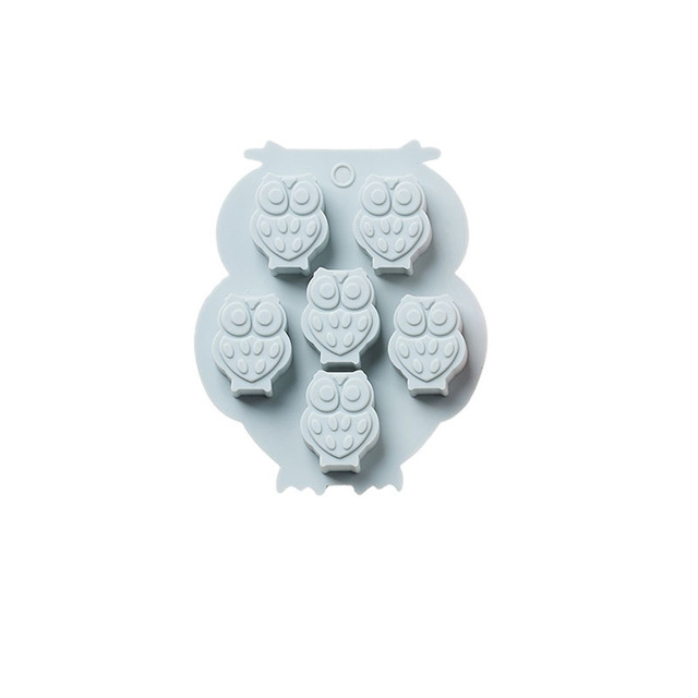 6 Cells No Smell Silicone Material Cute Owl Style Cake Molds For Kitchen Tools Handmade Biscuit Fondant Candle Chocolate Molds