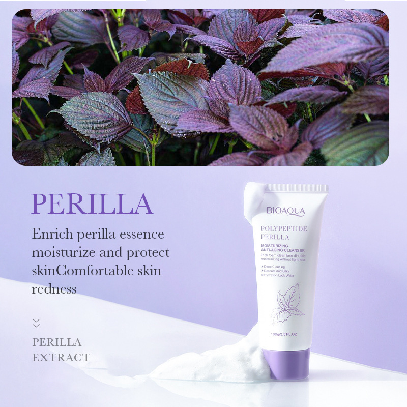 Skin care cleanser polypeptide face wash perilla moisturizing anti wrinkle facial cleanser deep cleansing moisturizing foam facial cleanser Shrinking Pore Cleanser Acne