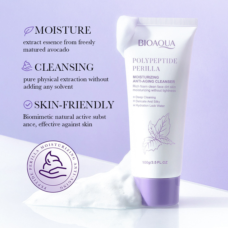 Skin care cleanser polypeptide face wash perilla moisturizing anti wrinkle facial cleanser deep cleansing moisturizing foam facial cleanser Shrinking Pore Cleanser Acne
