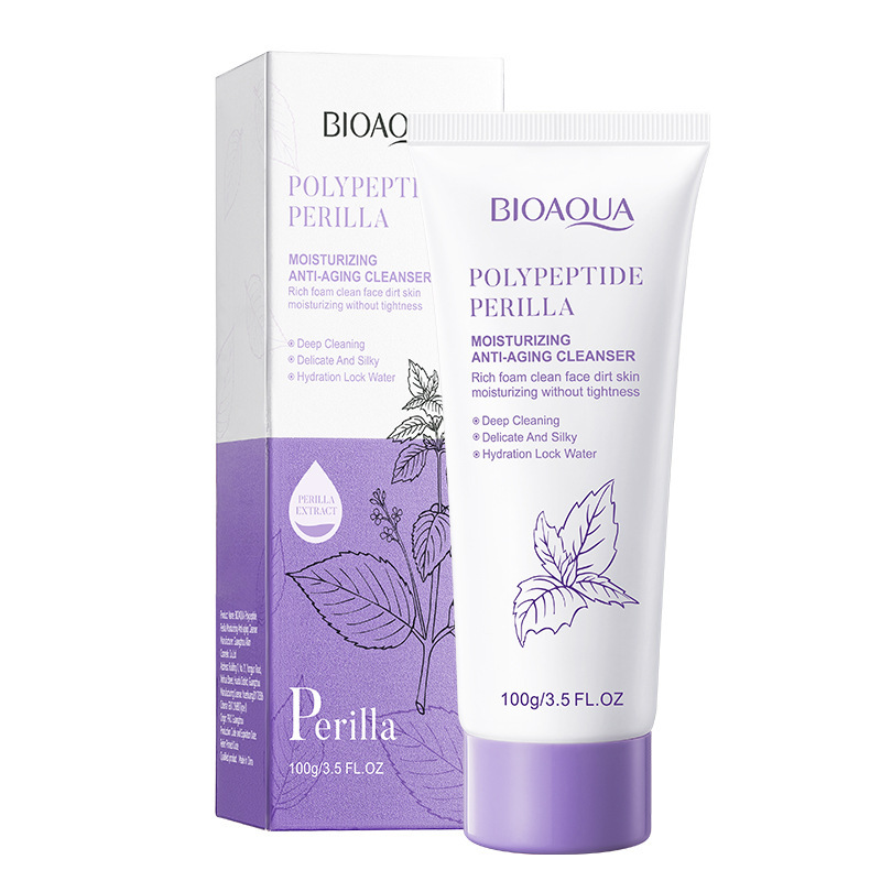 Skin care cleanser polypeptide face wash perilla moisturizing anti wrinkle facial cleanser deep cleansing moisturizing foam facial cleanser Shrinking Pore Cleanser Acne
