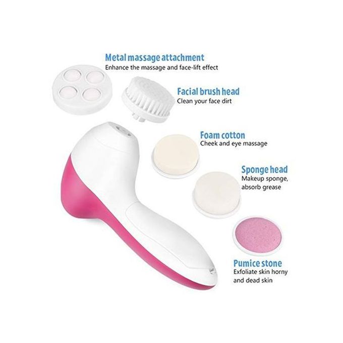 5 in 1 Electric Facial Cleanser Wash Face Cleaning Machine Skin Pore Cleaner Body Cleansing Massage Mini Beauty Massager Brush
