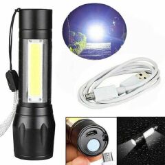 Mini LED Flashlight Telescopic Zoom USB Rechargeable Waterproof COB Torch Lamp Lantern For Outdoor Camping Hunting