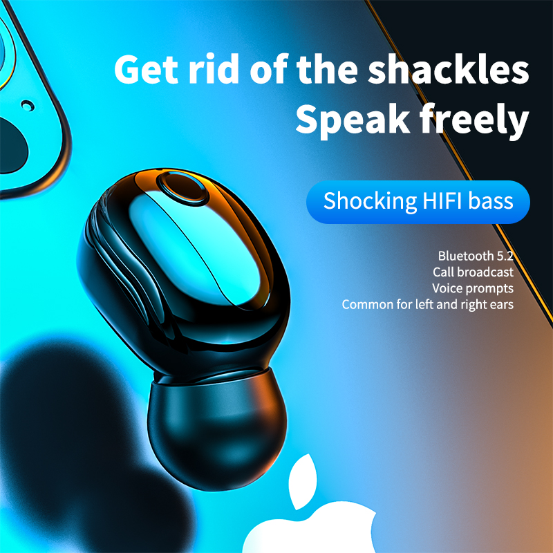 S8 S9 Wireless Headphone Single in-ear Bluetooth 5.2 Headset Waterproof Noise Reduction HIFI Earphones Mini Earbuds with Mic