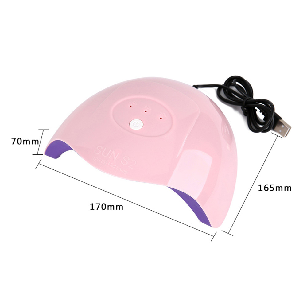 36W UV LED Lamp Nail Dryer USB Cable Machine Portable Home Use Uv Light Gel Varnish Curer 12 Leds Lamp Tool Pink