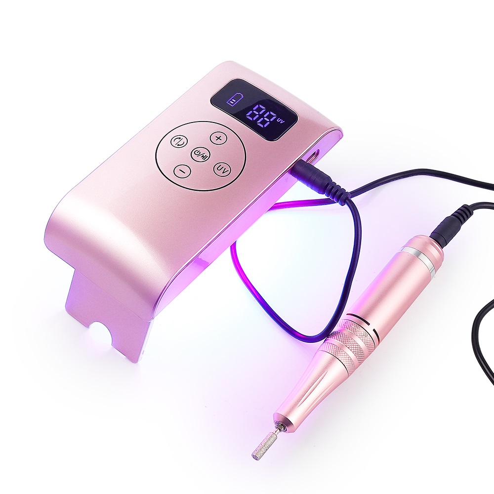 2-IN-1 Nail Drill Pen & Mini Nail Dryer Portable Power Bank 35000RPM Manicure Nail Polisher Red Light Fast Drying LED Nail Lamp view 2
