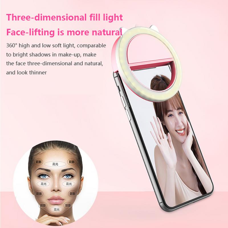 Universal Selfie Lamp Mobile Phone Lens Portable Flash Ring LED Luminous Ring Clip Light